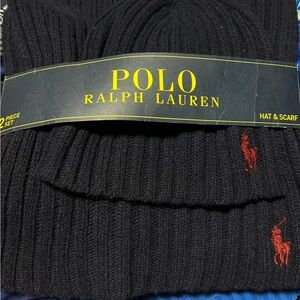 Polo by Ralph Lauren Navy Hat and Scarf Set